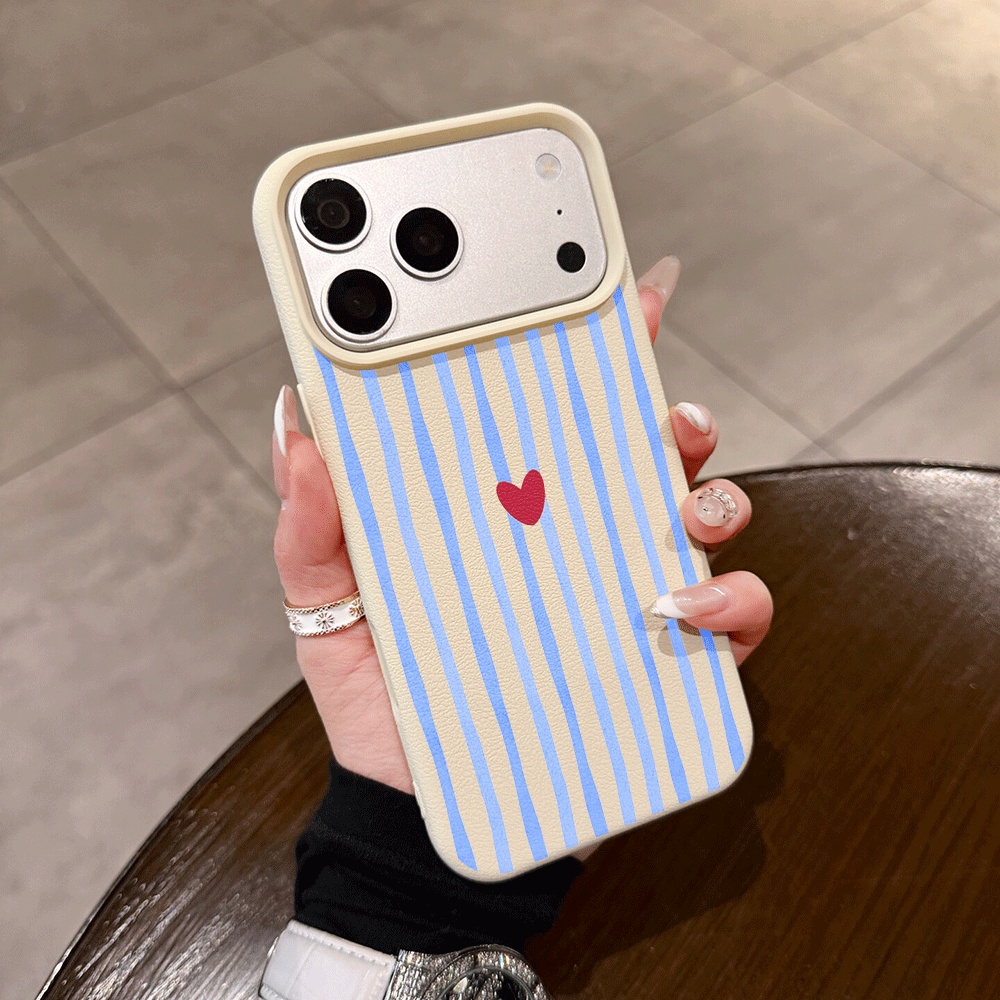 Apple Iphone 15 Pro Max - Vertical Stripes Hearts Phone Case For