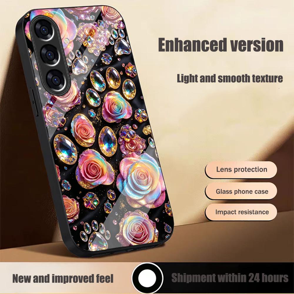 Samsung Galaxy S25 - Rainbow Roses Gemstones Multi-color variants glass